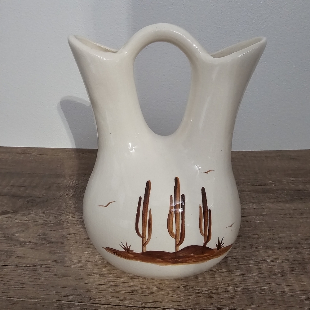 Ceramic Bohemian Wedding Vase Southwestern Landscape